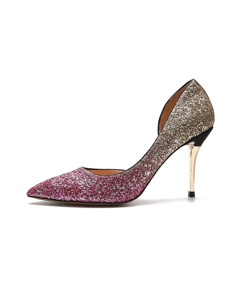 Blingbling Gold And Blush Pink Wedding Shoes For Brides