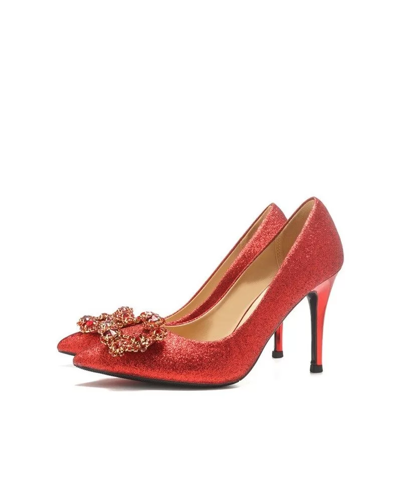 red sparkly prom shoes