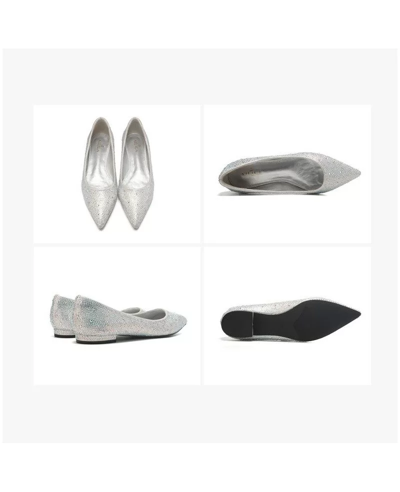 flat silver formal shoes