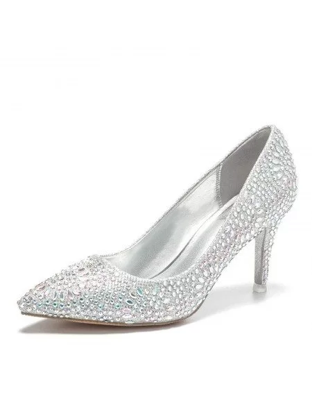 silver evening heels