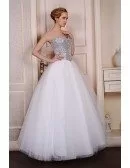 Ball-Gown Sweetheart Sweep Train Organza Wedding Dress With Sequins