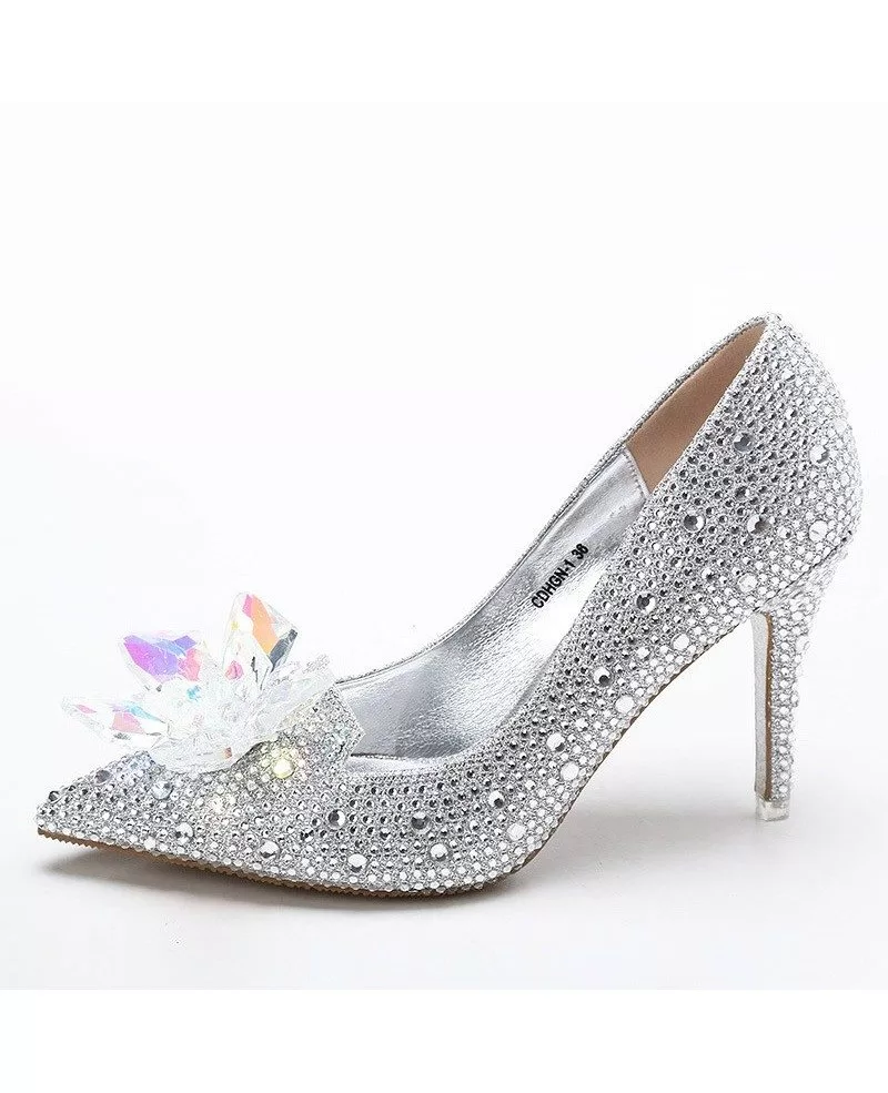 silver shoes with bling