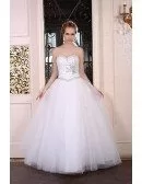 Ball-Gown Sweetheart Sweep Train Tulle Wedding Dress With Beading Sequins