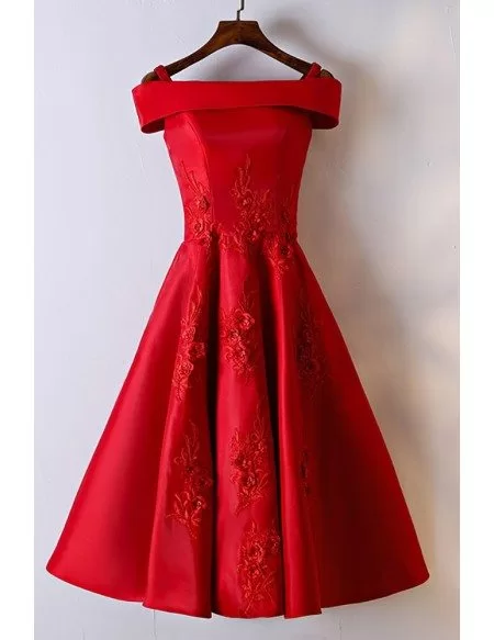Gorgeous Red Off Shoulder A Line Lace Party Dress #MYX18002 - GemGrace.com