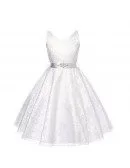 Princess Cream All Lace Cheap Flower Girl Dress With Sash