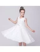 Princess Cream All Lace Cheap Flower Girl Dress With Sash