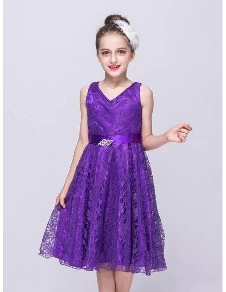 $34.9 Princess Cream All Lace Cheap Flower Girl Dress With Sash #QX ...