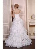 Ball-Gown Sweetheart Court Train Organza Wedding Dress With Beading Appliquer Lace Cascading Ruffles