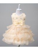 Cute White Tier Tutu Flower Girl Dress With Beaded Lace Top