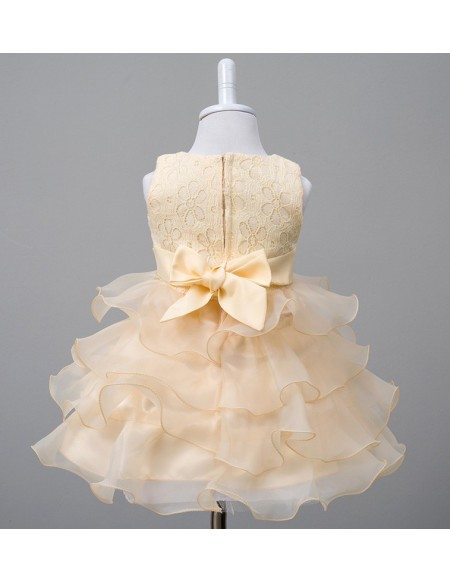 Cute White Tier Tutu Flower Girl Dress With Beaded Lace Top