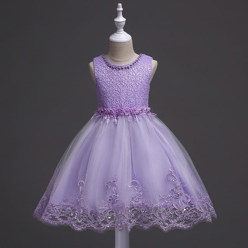 $35.9 Princess Lavender Lace Flower Girl Dress Short for Teen Girls #QX ...