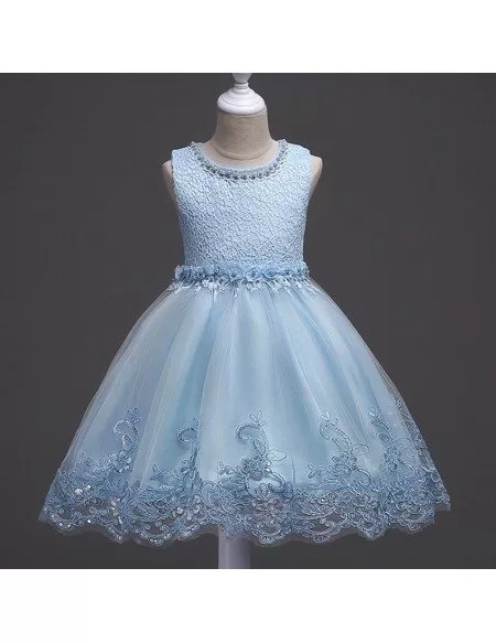Princess Lavender Lace Flower Girl Dress Short for Teen Girls