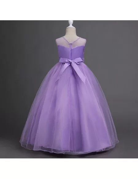 $39.9 Cheap Floral Lilac Flower Girl Dress Long for Juniors #QX-708 ...