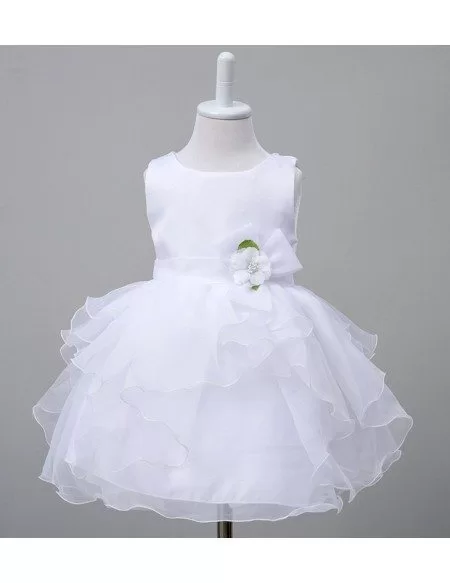 Satin Organza Toddler Flower Girl Dress With Sash for Baby