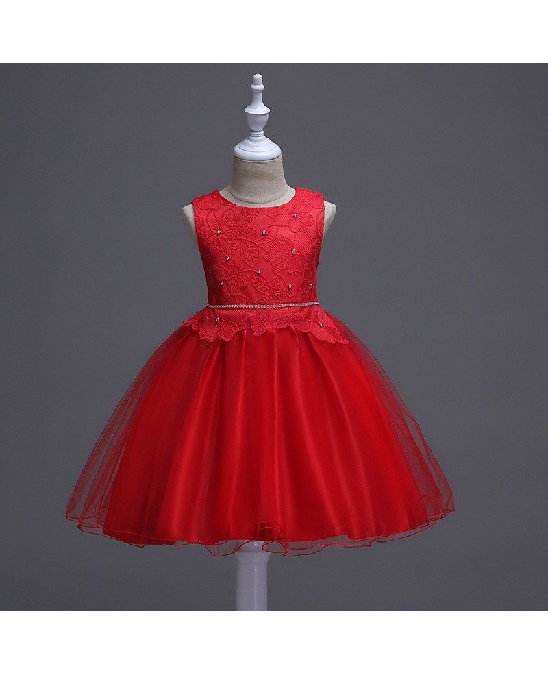 $35.9 Elegant Leaf Shape Lace Flower Girl Dress Girls Wedding Dress #QX ...