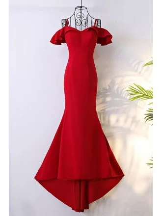Classy Long Red Mermaid Formal Dress With Train