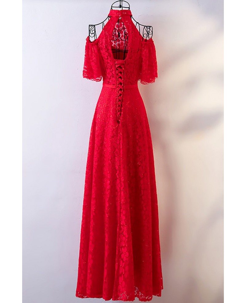 cold shoulder high neck dress