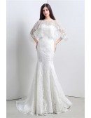 Mermaid Sweetheart Court-train Wedding Dress with Removable Wrap