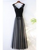 Formal Long Black V-neck Cheap Prom Dress Sleeveless
