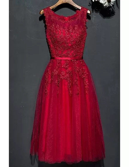 Short Lace Burgundy Lace Party Dress For Weddings