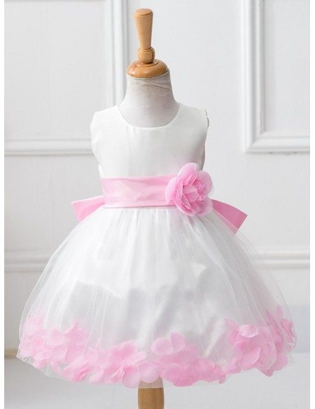 $32.9 Classic White With Petals Cheap Flower Girl Dress With Sash #QX ...