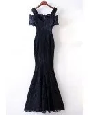 Elegant Long Black Lace Mermaid Prom Dress Cold Shoulder