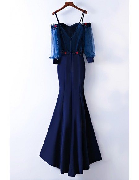 Gorgeous Cold Shoulder Long Mermaid Prom Dress With Sleeves