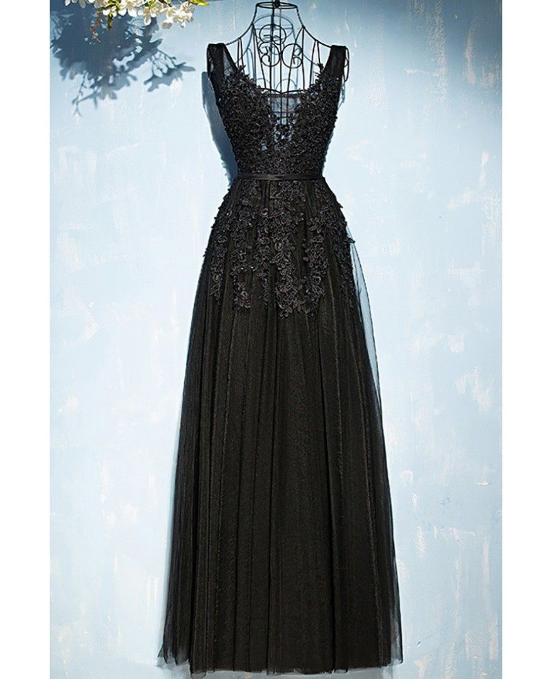 black lace and tulle dress