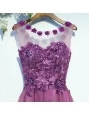 Purple Appliques A Line Cheap Prom Dress Long Sleeveless