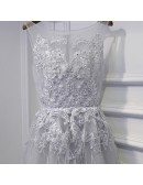 Short Grey Lace Homecoming Party Dress For Teens