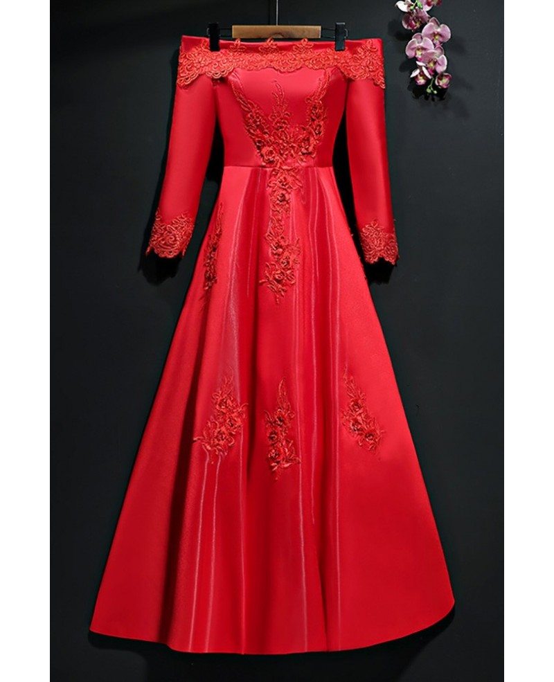 Off the Shoulder Sheath Burgundy Crepe Formal Dress main image 1