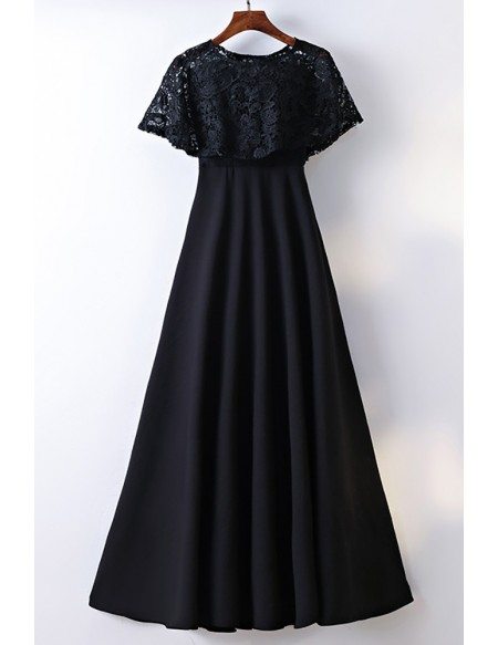 black cape sleeve dress