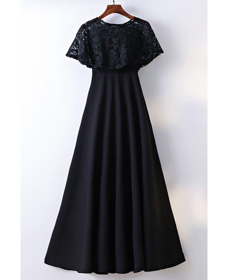 cape sleeve black dress