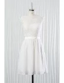 Simple Short Chiffon Lace Bridal Dress for Summer Beach Wedding