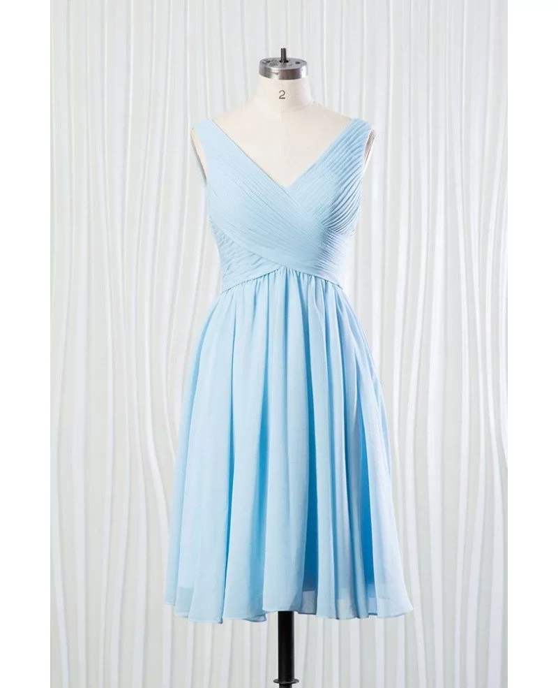 sky blue short bridesmaid dresses