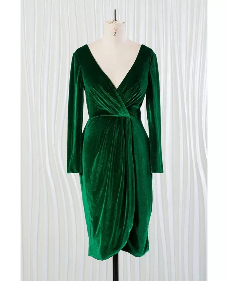 long dark green velvet dress