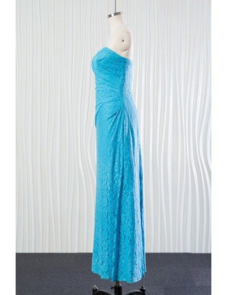 Unique All Lace Aqua Bridesmaid Dress Long In Sweetheart Neckline
