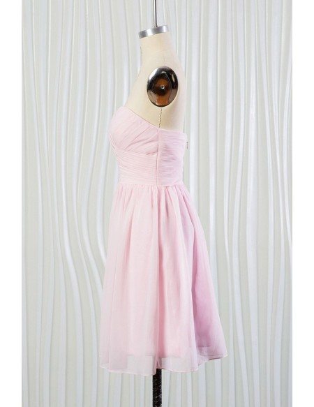 Simple Blush Pink Beach Bridesmaid Dress Short In Chiffon
