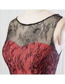 Short Coral Bridesmaid Dress With Black Lace for Summer Wedding