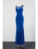 Mermaid Fit Long Blue Bridesmaid Dress With Lace for 2018 Spring
