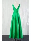 Simple Long Green Bridesmaid Dress In Satin for Spring Fall 2018