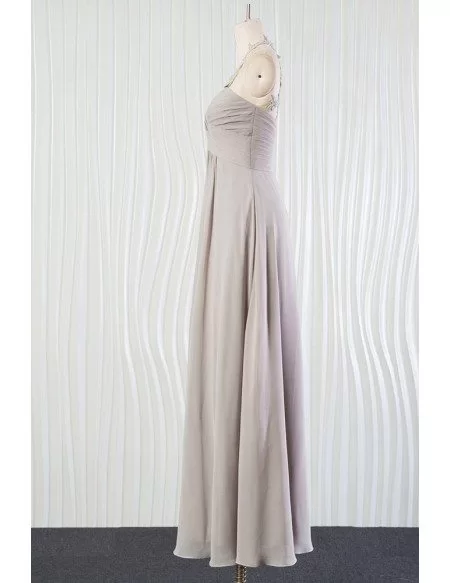 Vintage Silver Beach Bridesmaid Dress Long Halter With Lace