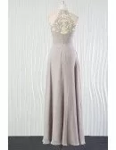 Vintage Silver Beach Bridesmaid Dress Long Halter With Lace