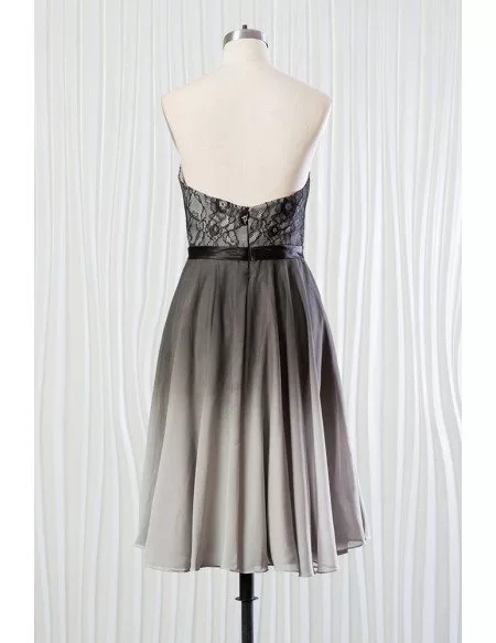 Ombre Black And Grey Bridesmaid Dress Lace Short for Weddings
