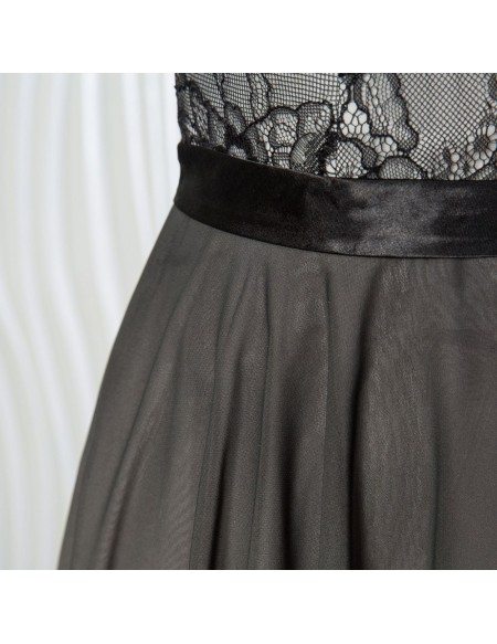 Ombre Black And Grey Bridesmaid Dress Lace Short for Weddings