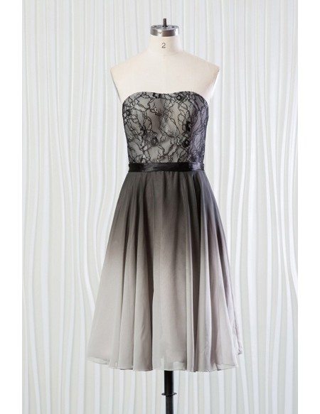 Ombre Black And Grey Bridesmaid Dress Lace Short for Weddings #FN6915 ...