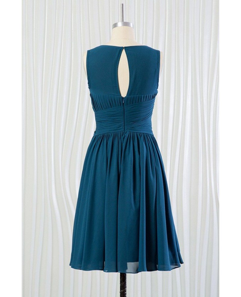 Cheap Short Teal Blue Bridesmaid Dress With Pleated Bodice #FN6920 ...