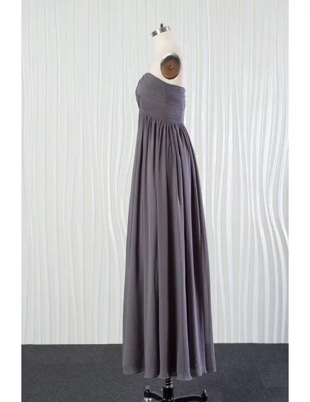 Simple Long Grey Bridesmaid Dress In Chiffon for Summer Weddings