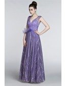 2018 Gorgeous V-neck A Line Prom Dress Lavender With Straps