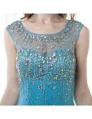 Sexy Tight Trumpet Sheer Prom Dress With Sparkly Crystals